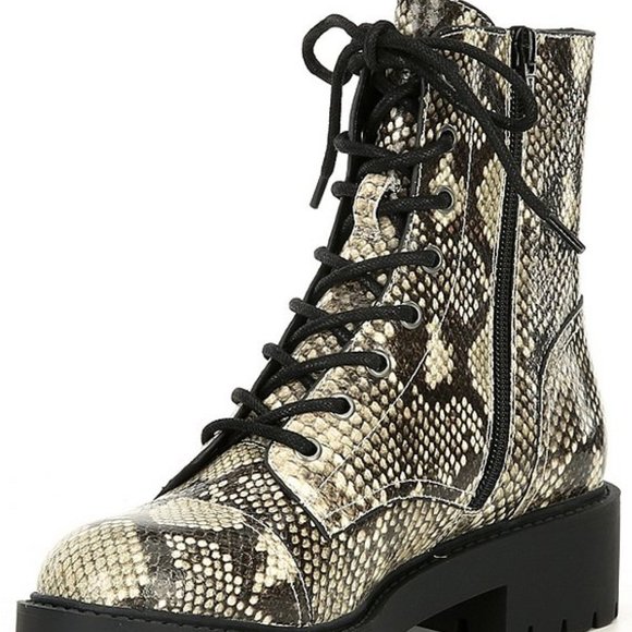 Chelsea & Violet War Snake Print Combat Block Heel - Picture 4 of 6